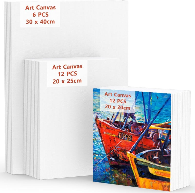 KORCCI Canvas for Painting, 30 Packs(8x8, 8x10, 11.8x15.7), 3 MM Cotton Blank Canvases, Art Canvases Boards for Acrylic Paint, Oil Paint & Wet Water Art Media, Hobby Painters and Beginners - Image 1